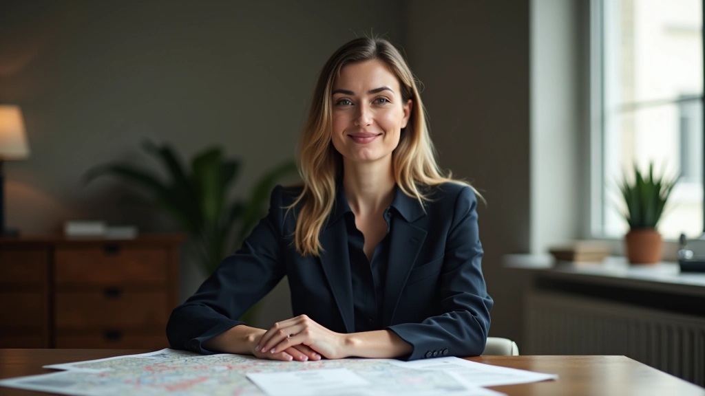 Audra Žaltauskienė dirba savo biure, apsupta Klaipėdos miesto žemėlapių ir istorinių dokumentų, natūrali šviesa iš langų, darbo stalas su kompiuteriu ir knygomis